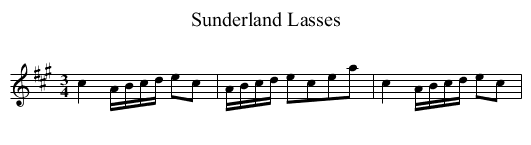 Sunderland Lasses - staff notation