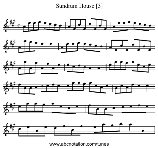 Sundrum House [3] - staff notation
