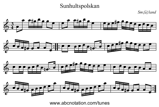 Sunhultspolskan - staff notation