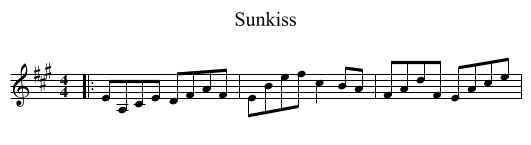 Sunkiss - staff notation