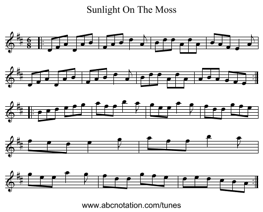 Sunlight On The Moss - staff notation