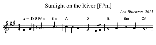 Sunlight on the River [F#m] - staff notation