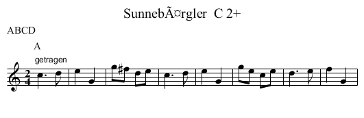 SunnebÃ¤rgler  C 2+ - staff notation