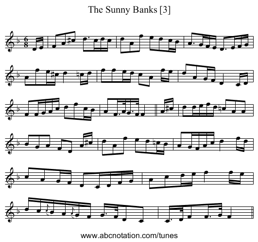 Sunny Banks [3], The - staff notation