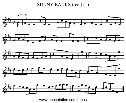 SUNNY BANKS (reel) (1) - staff notation