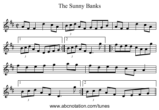 Sunny Banks, The - staff notation