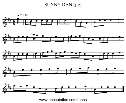 SUNNY DAN (jig) - staff notation