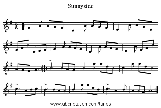 Sunnyside - staff notation