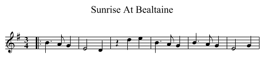 Sunrise At Bealtaine - staff notation
