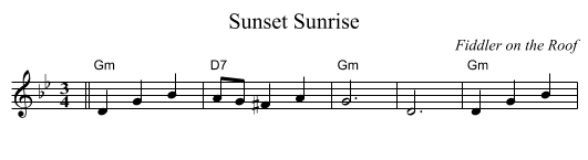 Sunrise, Sunset - staff notation