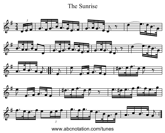 Sunrise, The - staff notation