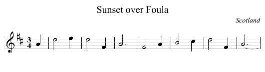 Sunset over Foula - staff notation