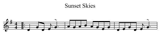 Sunset Skies - staff notation