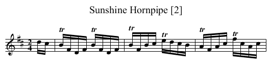 Sunshine Hornpipe [2] - staff notation
