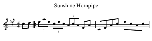 Sunshine Hornpipe - staff notation