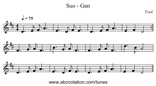 Suo - Gan - staff notation
