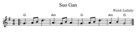 Suo Gan - staff notation