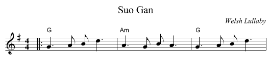 Suo Gan - staff notation