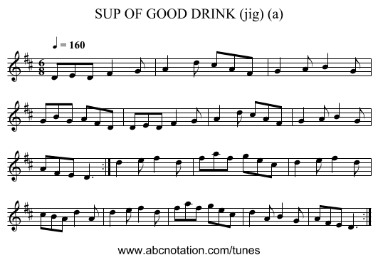 SUP OF GOOD DRINK (jig) (a) - staff notation