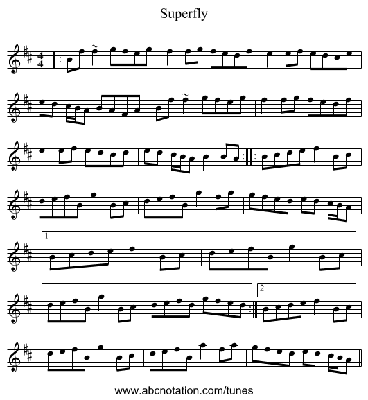 Superfly - staff notation