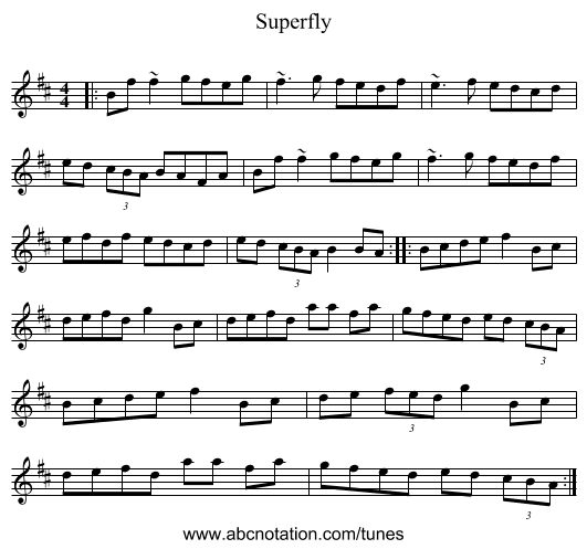 Superfly - staff notation