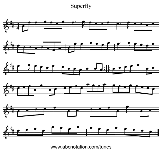 Superfly - staff notation