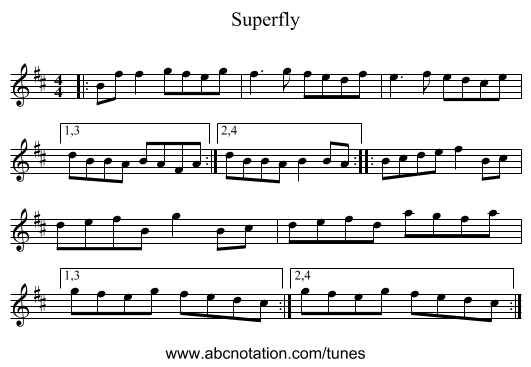 Superfly - staff notation