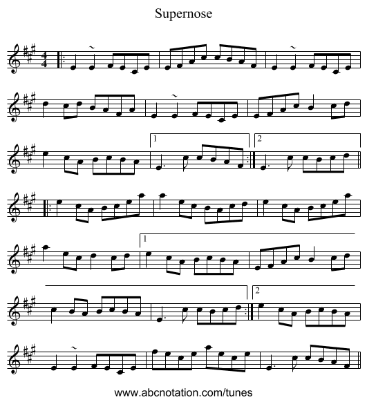Supernose - staff notation