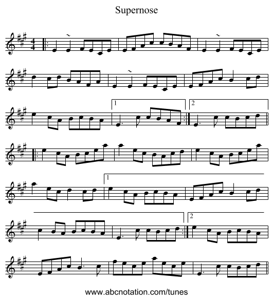 Supernose - staff notation