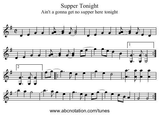Supper Tonight - staff notation