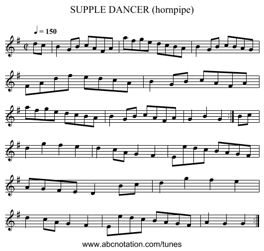 SUPPLE DANCER (hornpipe) - staff notation