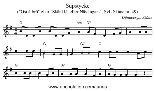 Supstycke - staff notation