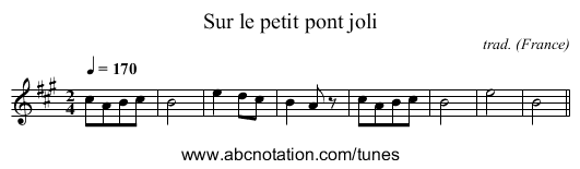 Sur le petit pont joli - staff notation