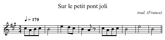 Sur le petit pont joli - staff notation