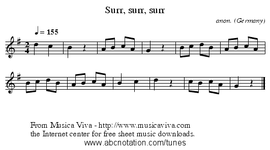 Surr, surr, surr - staff notation