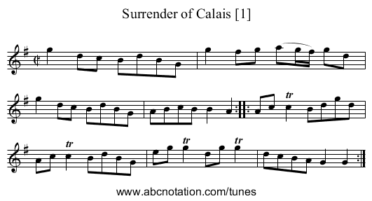 Surrender of Calais [1] - staff notation