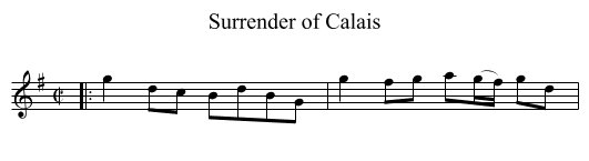Surrender of Calais - staff notation