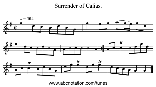 Surrender of Calias. - staff notation