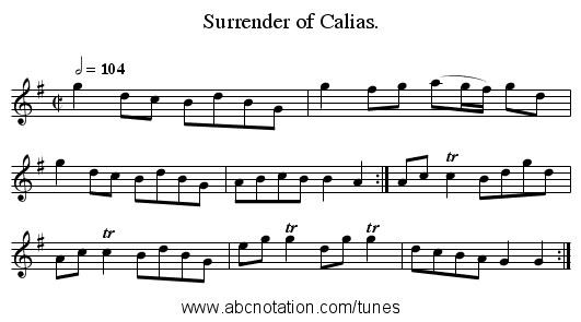 Surrender of Calias. - staff notation