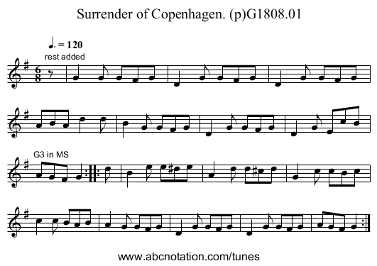 Surrender of Copenhagen. (p)G1808.01 - staff notation