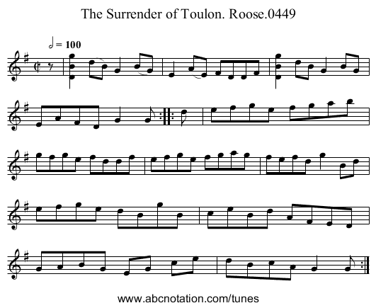 Surrender of Toulon. Roose.0449, The - staff notation