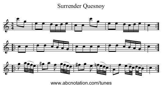 Surrender Quesnoy - staff notation