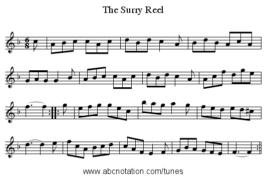 Surry Reel, The - staff notation