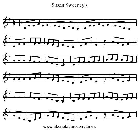 Susan Sweeney's - staff notation