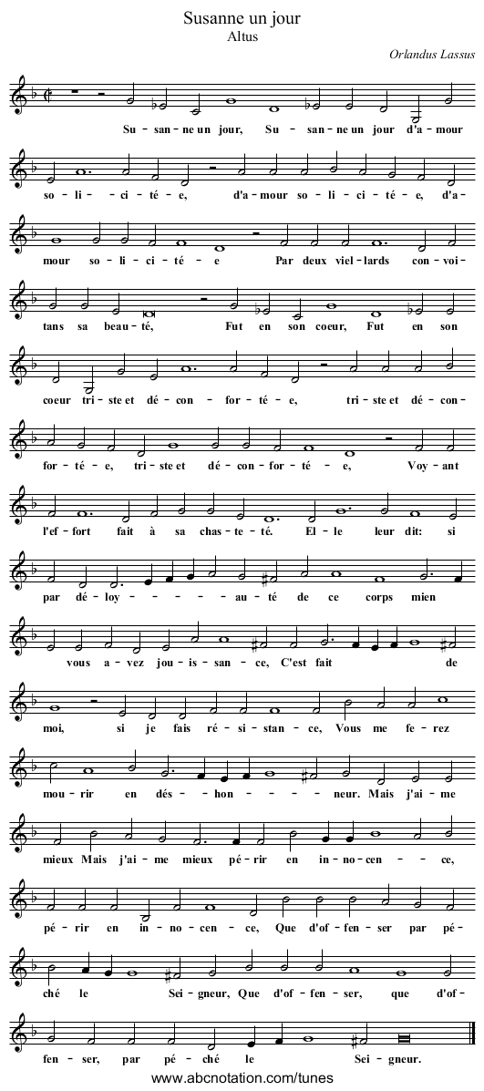 Susanne un jour - staff notation