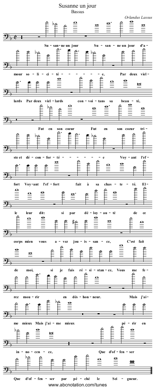 Susanne un jour - staff notation