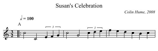 Susan's Celebration - staff notation
