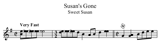 Susan's Gone - staff notation