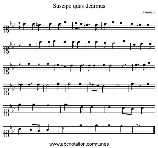 Suscipe quas dedimus - staff notation