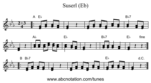 Suserl (Eb) - staff notation